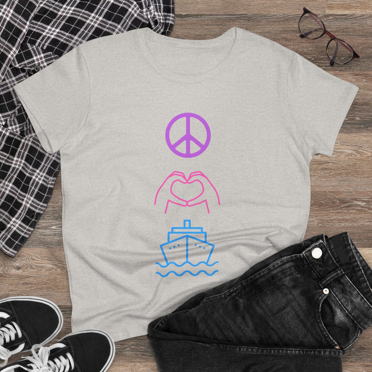 Women's Peace Love Cruise Cotton Tee - Perfect for wearing on your cruise or any day