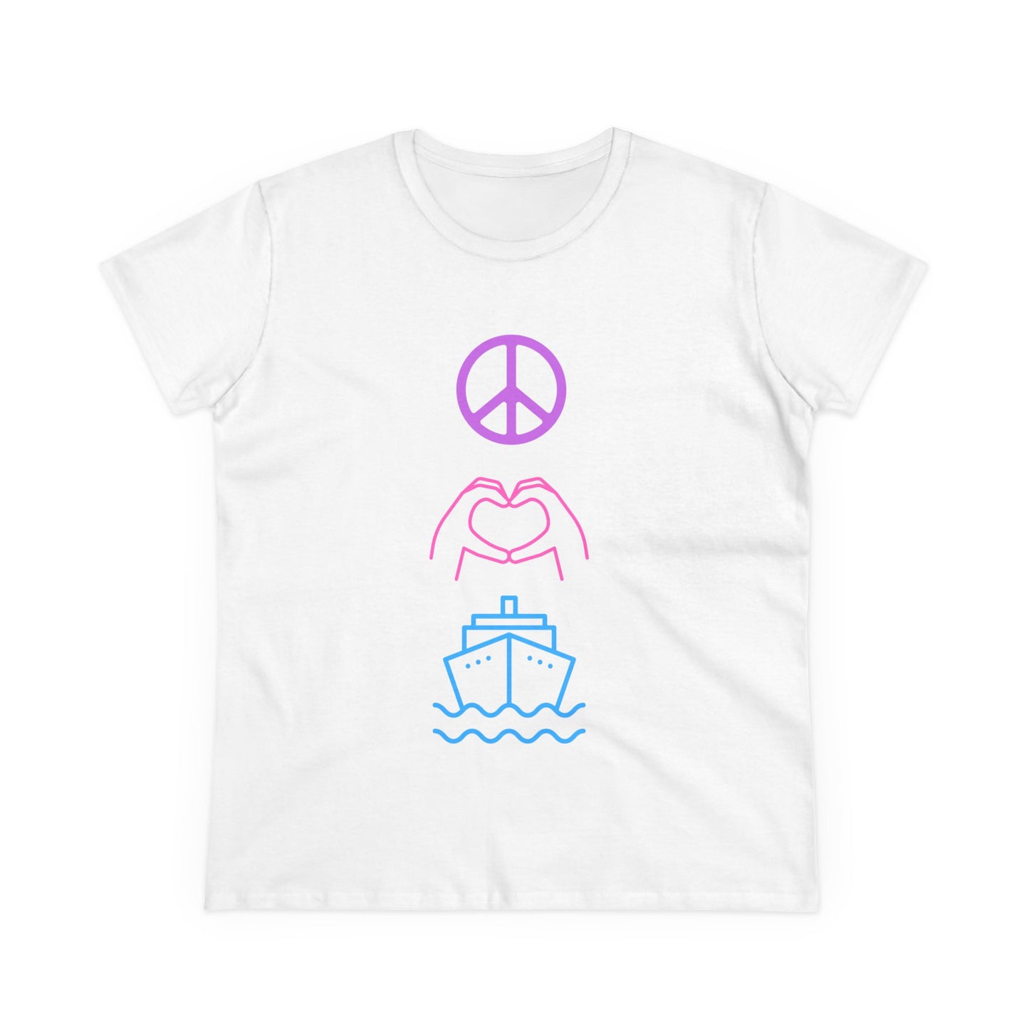 Women's Peace Love Cruise Cotton Tee - Perfect for wearing on your cruise or any day