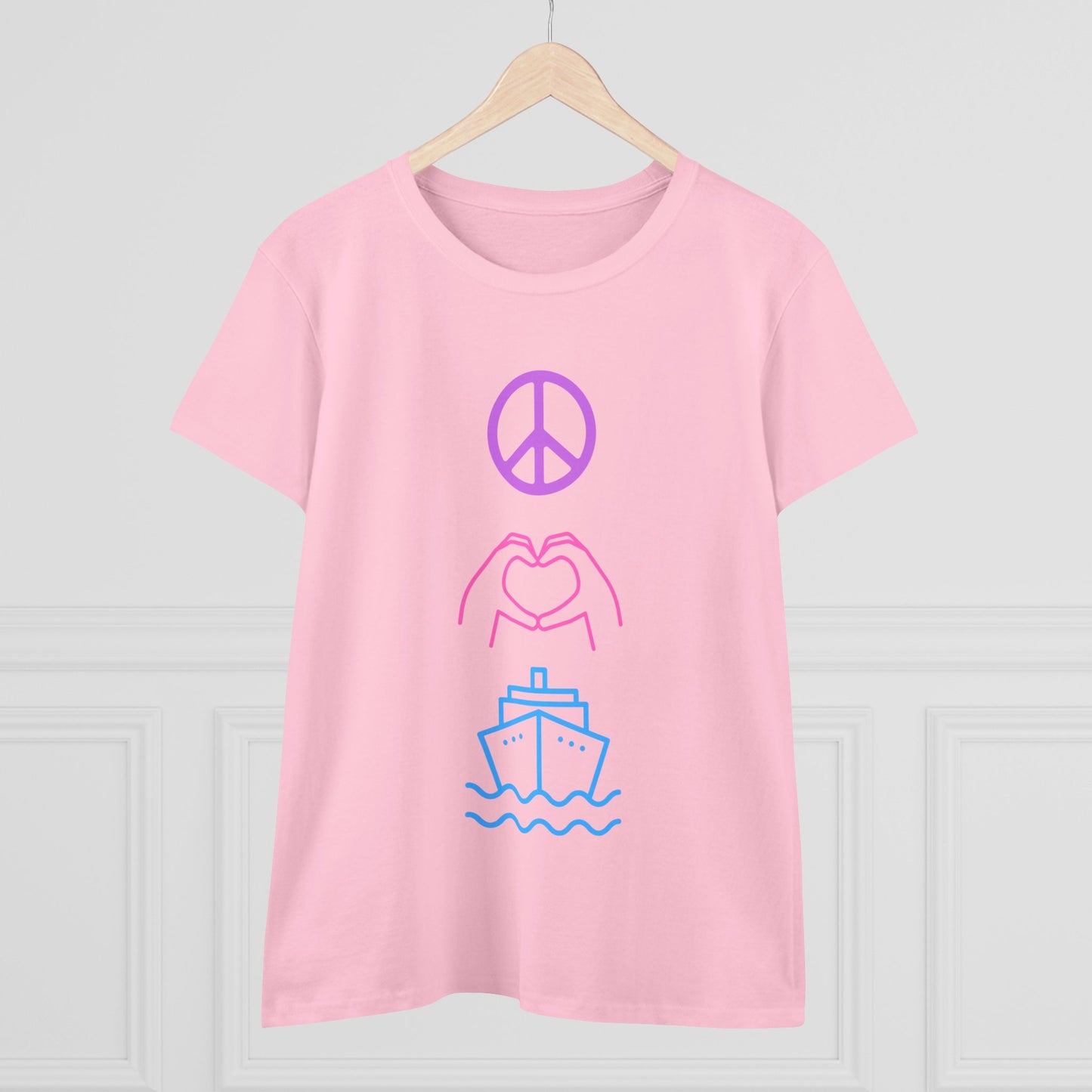 Women's Peace Love Cruise Cotton Tee - Perfect for wearing on your cruise or any day