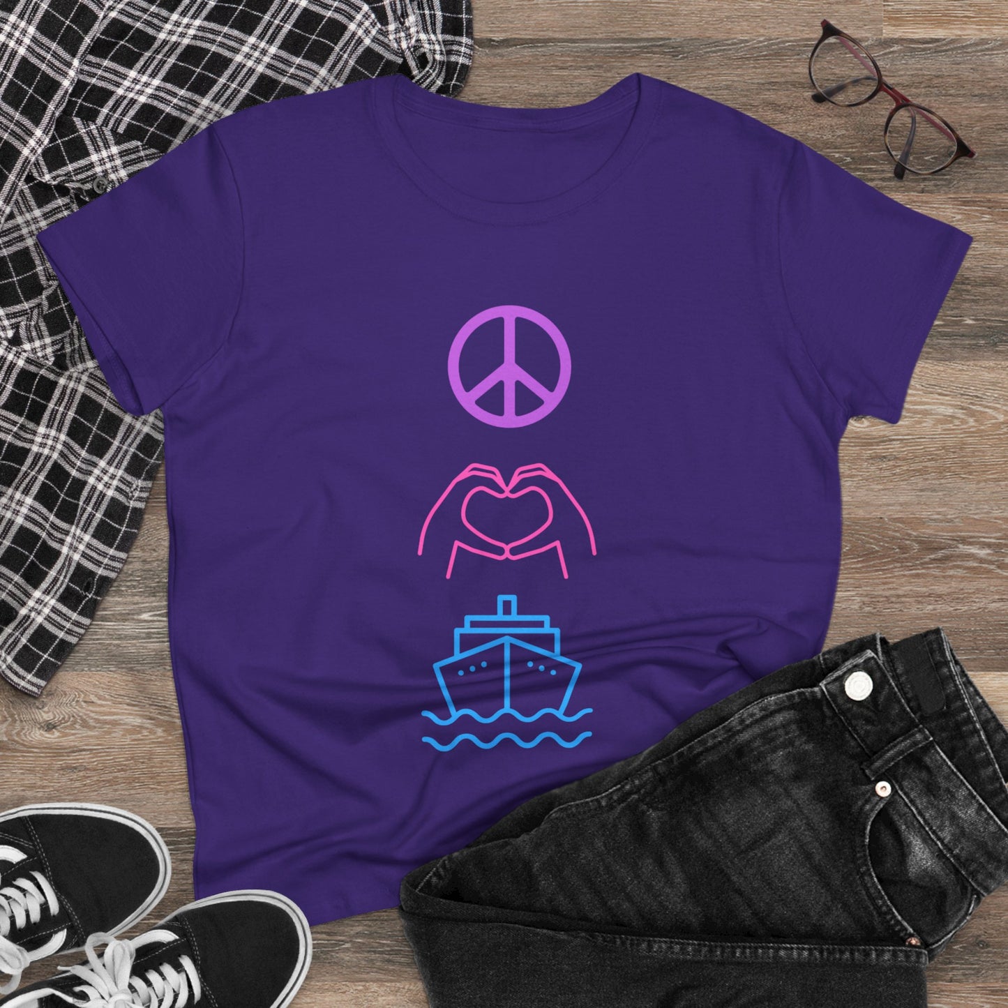 Women's Peace Love Cruise Cotton Tee - Perfect for wearing on your cruise or any day