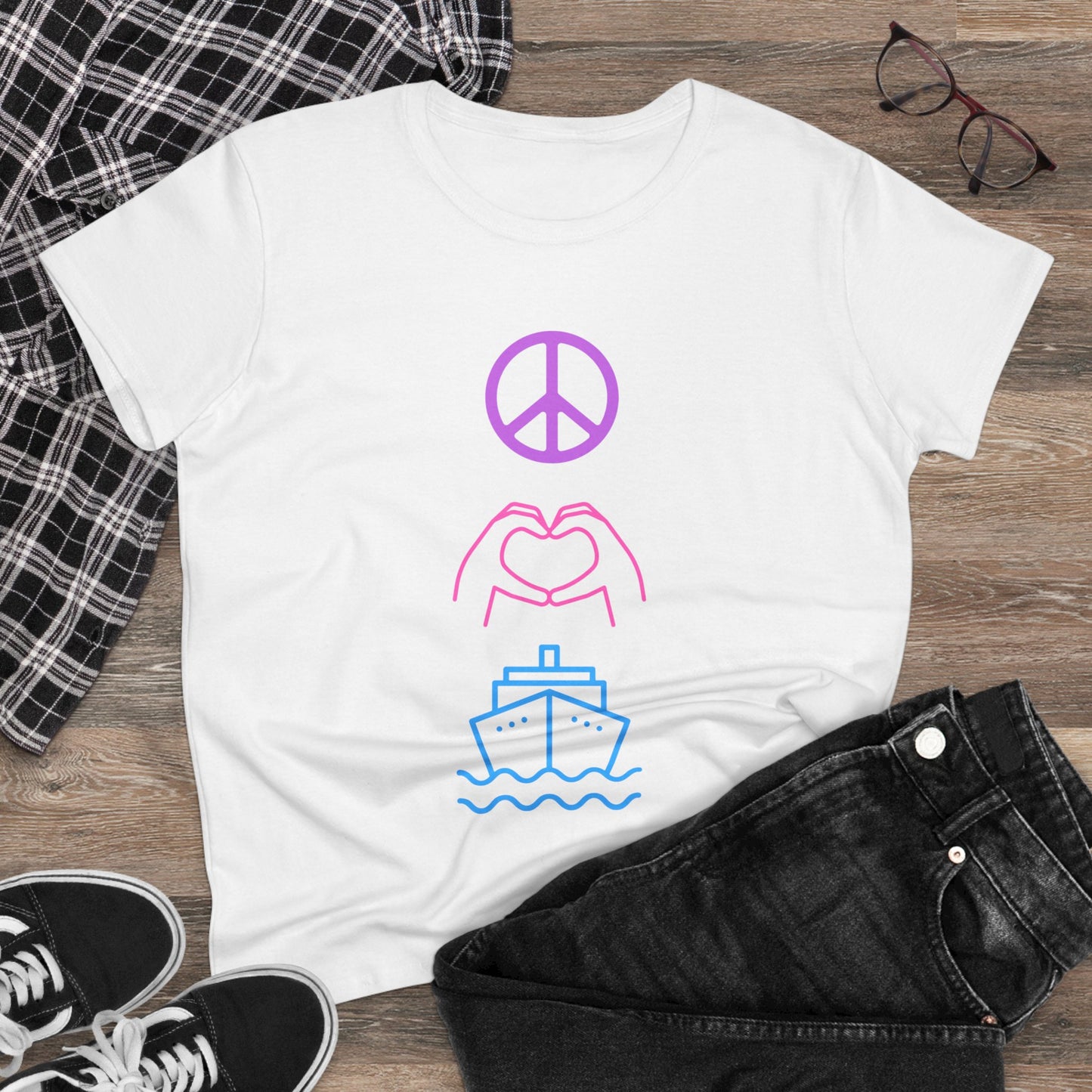 Women's Peace Love Cruise Cotton Tee - Perfect for wearing on your cruise or any day