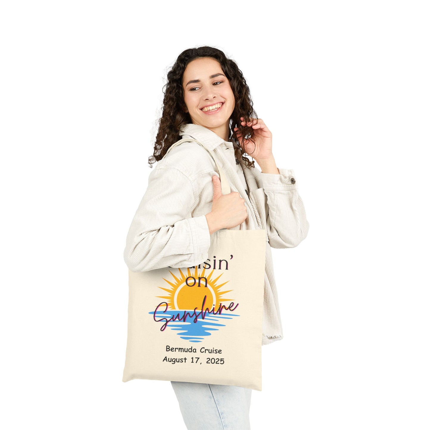 Cruisin' on Sunshine Cotton Canvas Tote Bag - Perfect for Beach Trips & Cruises