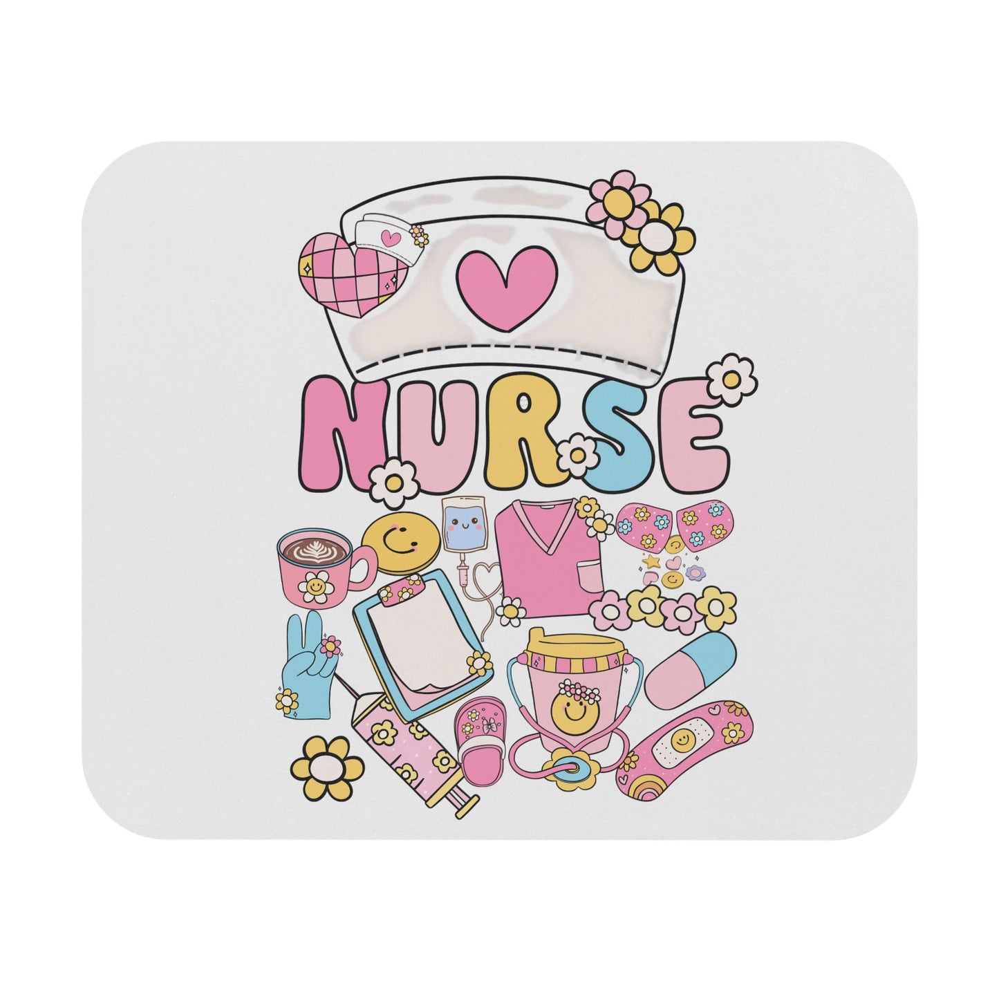 Cute Nurse Mouse Pad - Vibrant Nursing Design for Home or Office