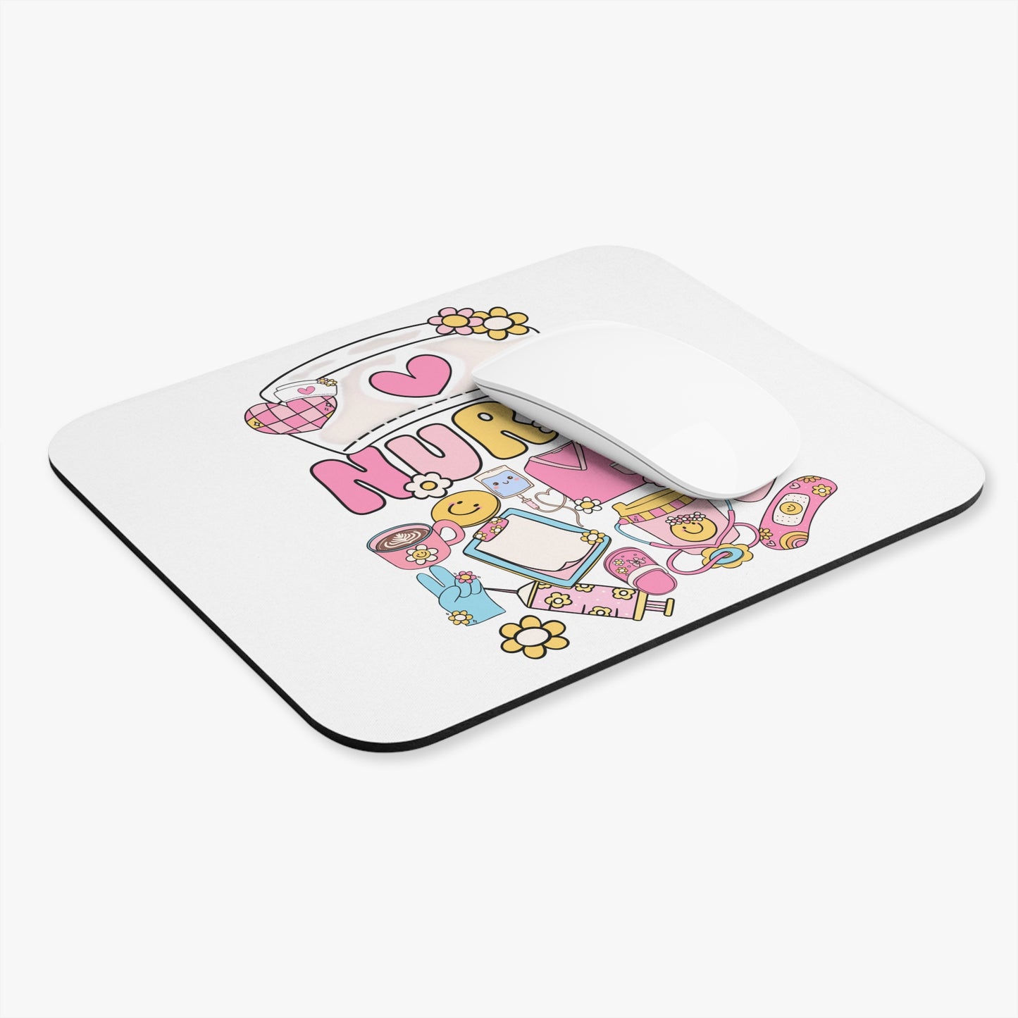 Cute Nurse Mouse Pad - Vibrant Nursing Design for Home or Office