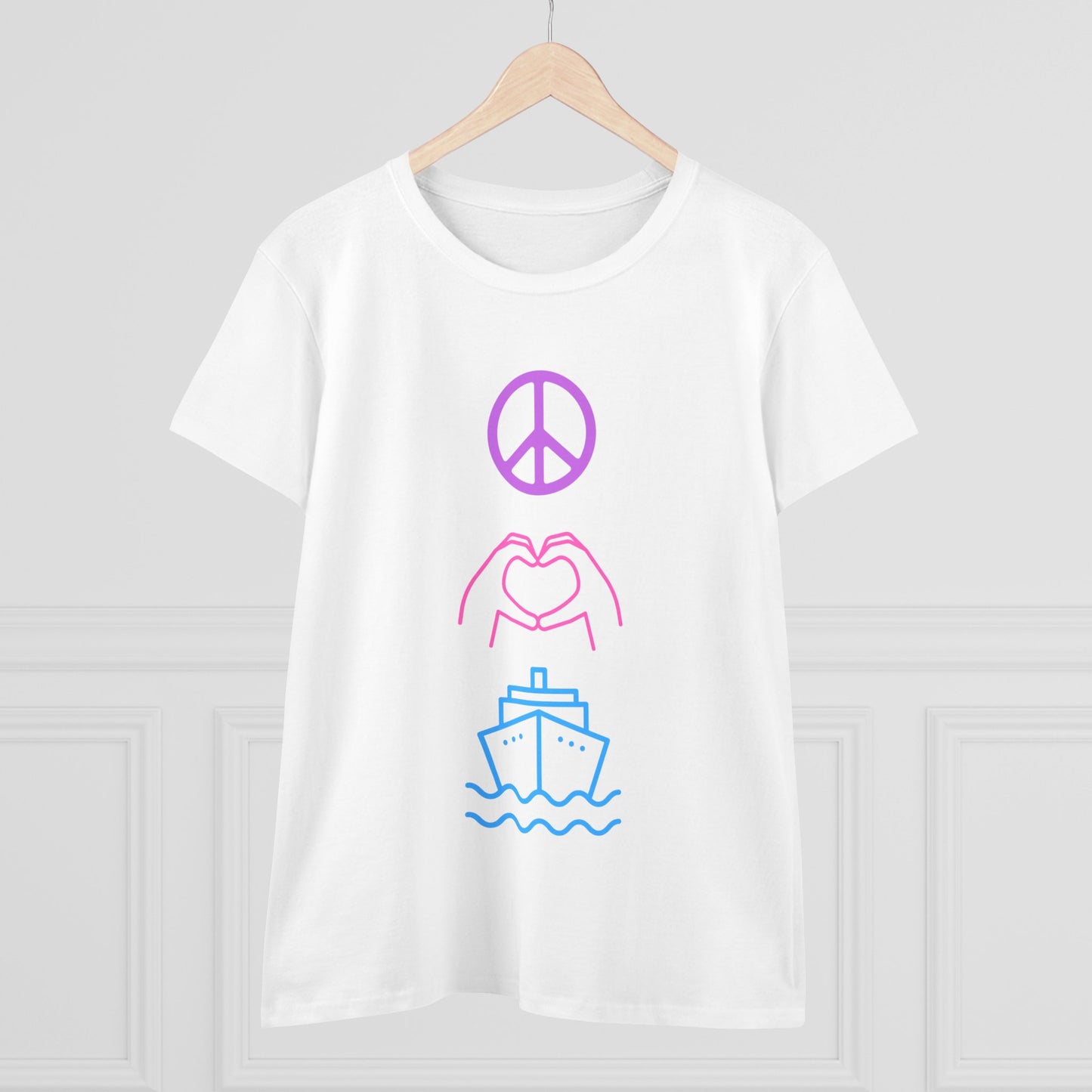 Women's Peace Love Cruise Cotton Tee - Perfect for wearing on your cruise or any day
