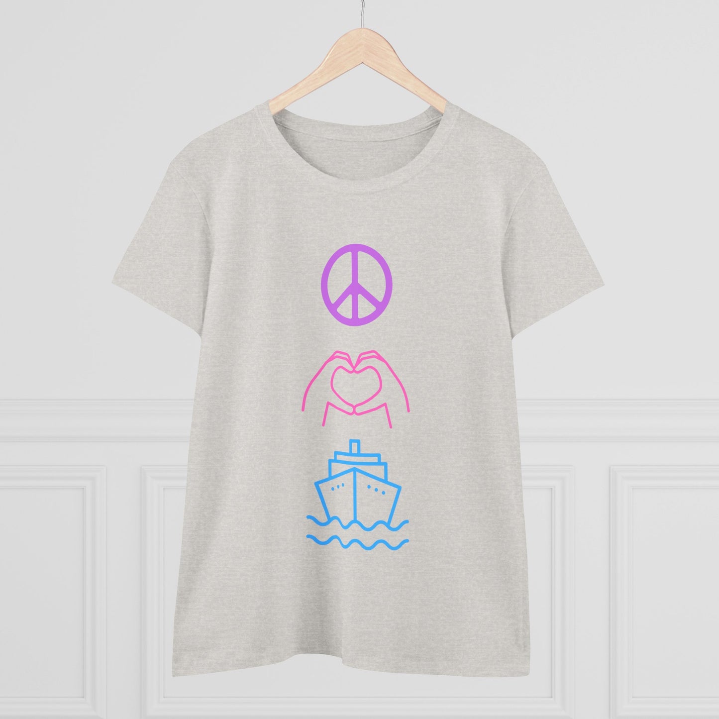Women's Peace Love Cruise Cotton Tee - Perfect for wearing on your cruise or any day