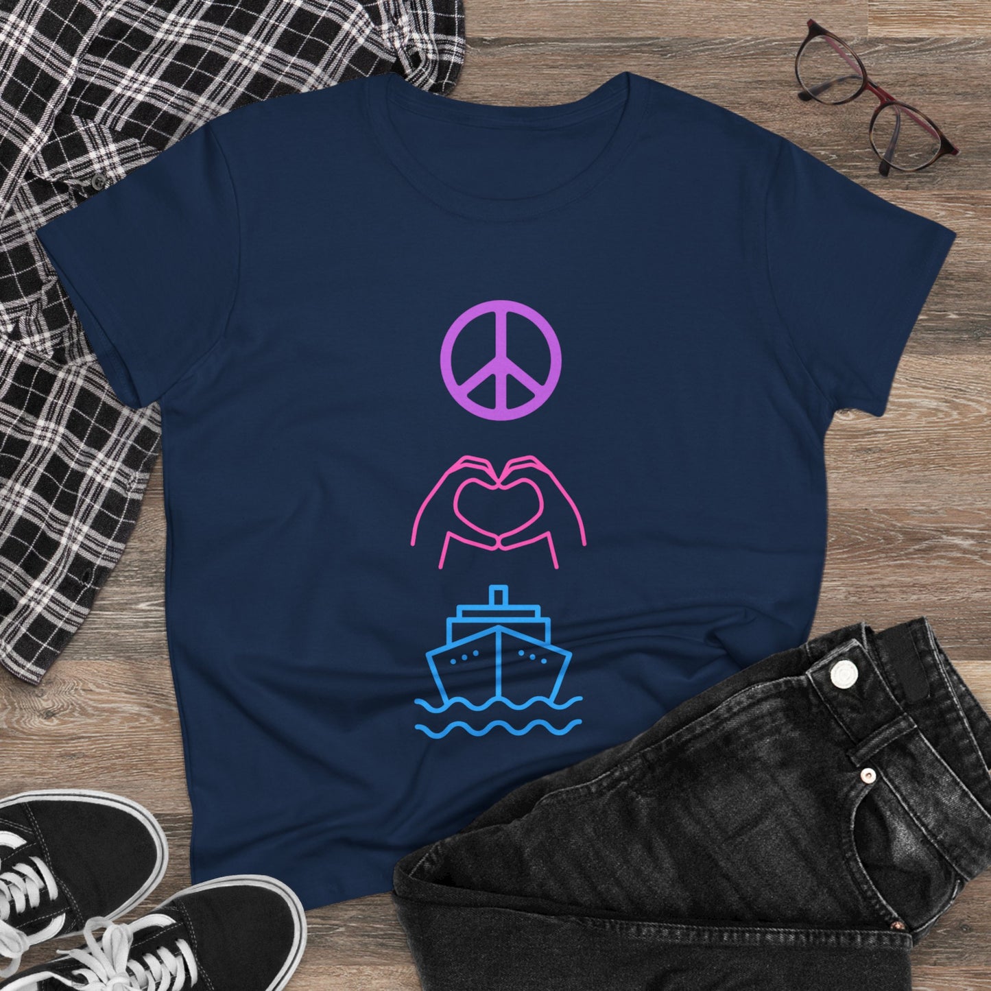 Women's Peace Love Cruise Cotton Tee - Perfect for wearing on your cruise or any day