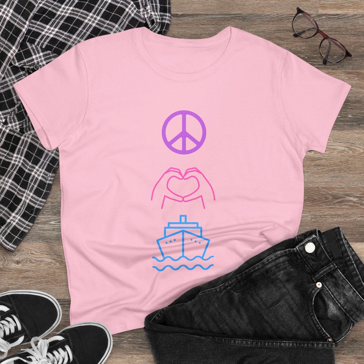 Women's Peace Love Cruise Cotton Tee - Perfect for wearing on your cruise or any day