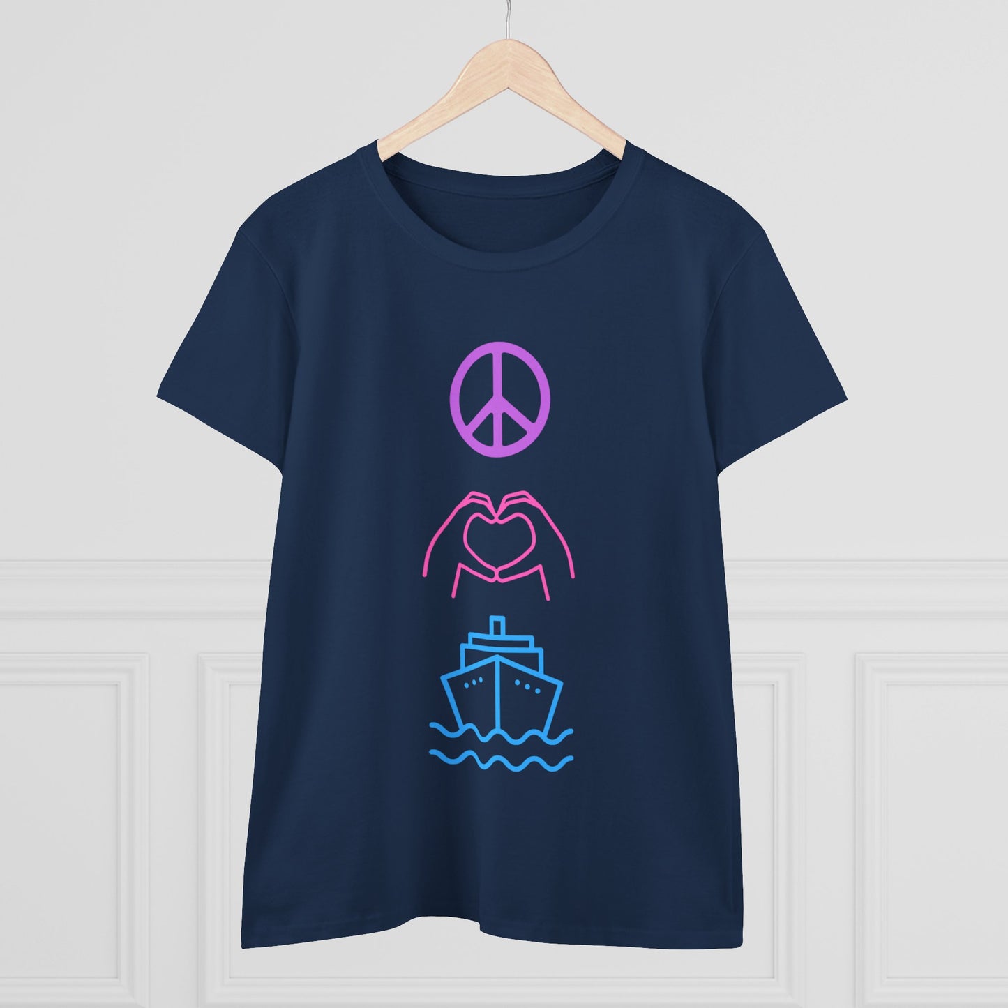 Women's Peace Love Cruise Cotton Tee - Perfect for wearing on your cruise or any day