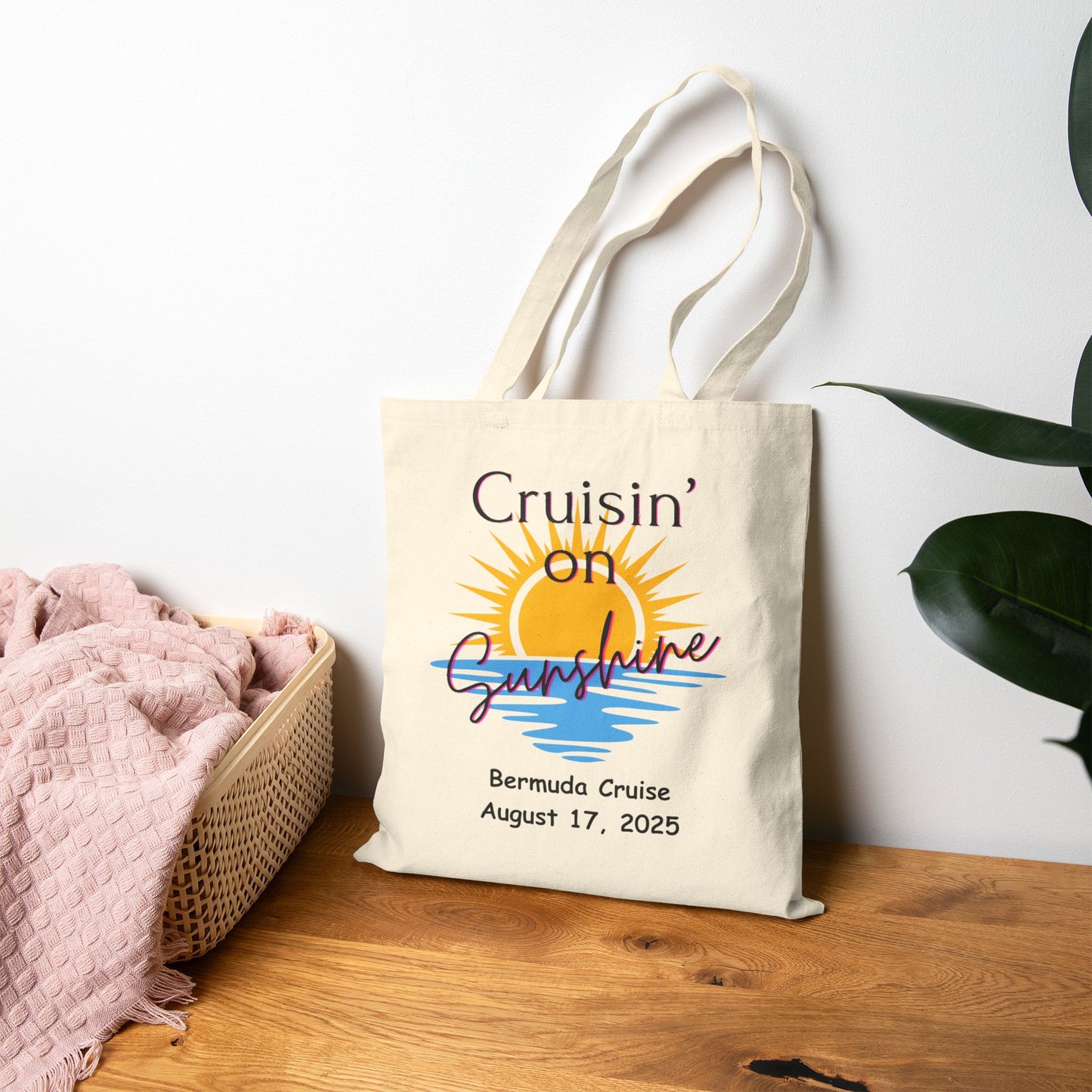 Cruisin' on Sunshine Cotton Canvas Tote Bag - Perfect for Beach Trips & Cruises