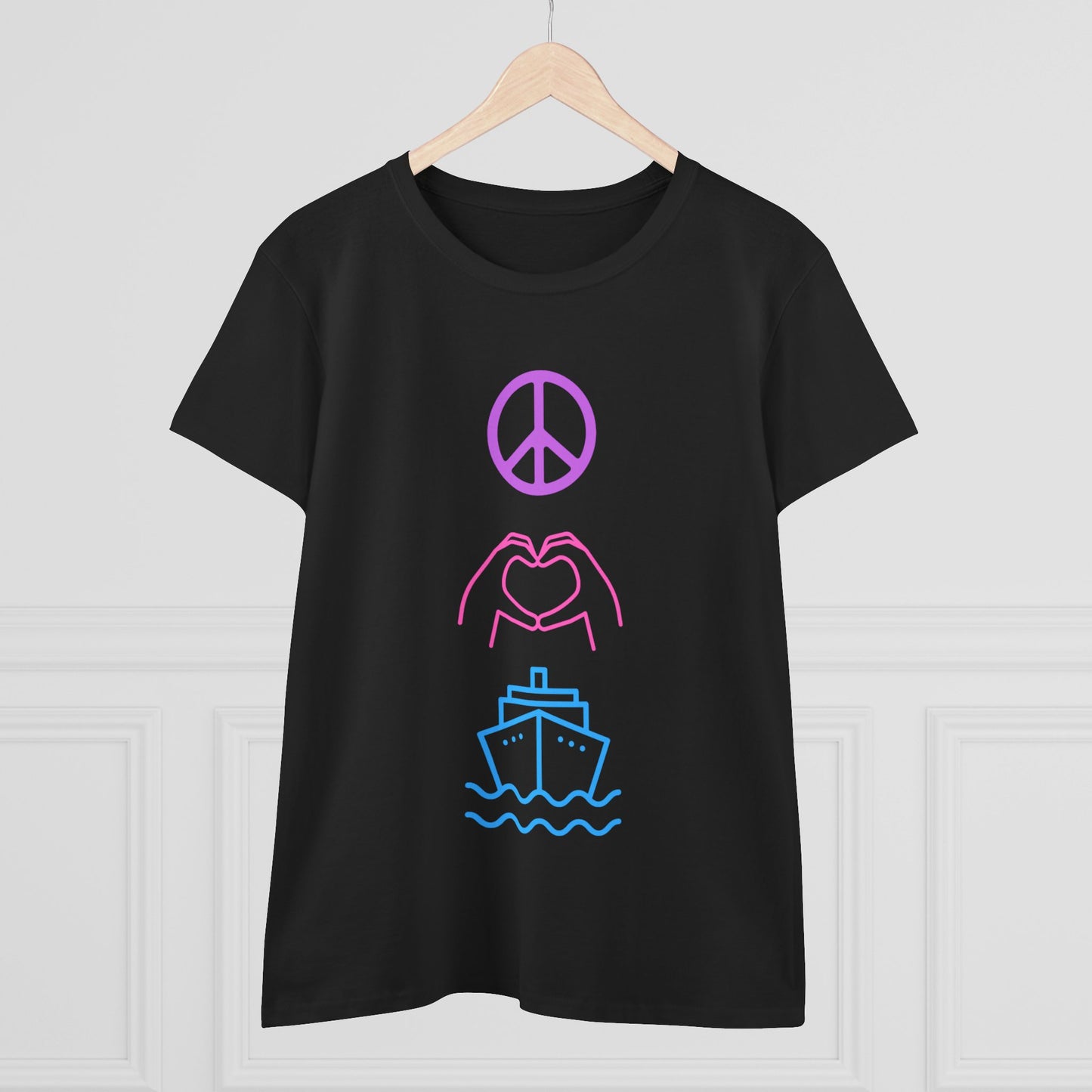 Women's Peace Love Cruise Cotton Tee - Perfect for wearing on your cruise or any day