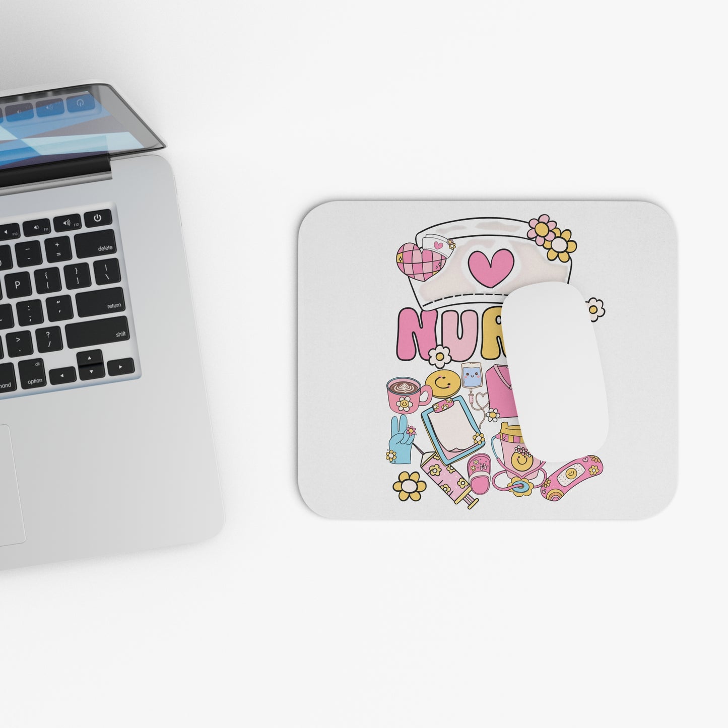 Cute Nurse Mouse Pad - Vibrant Nursing Design for Home or Office