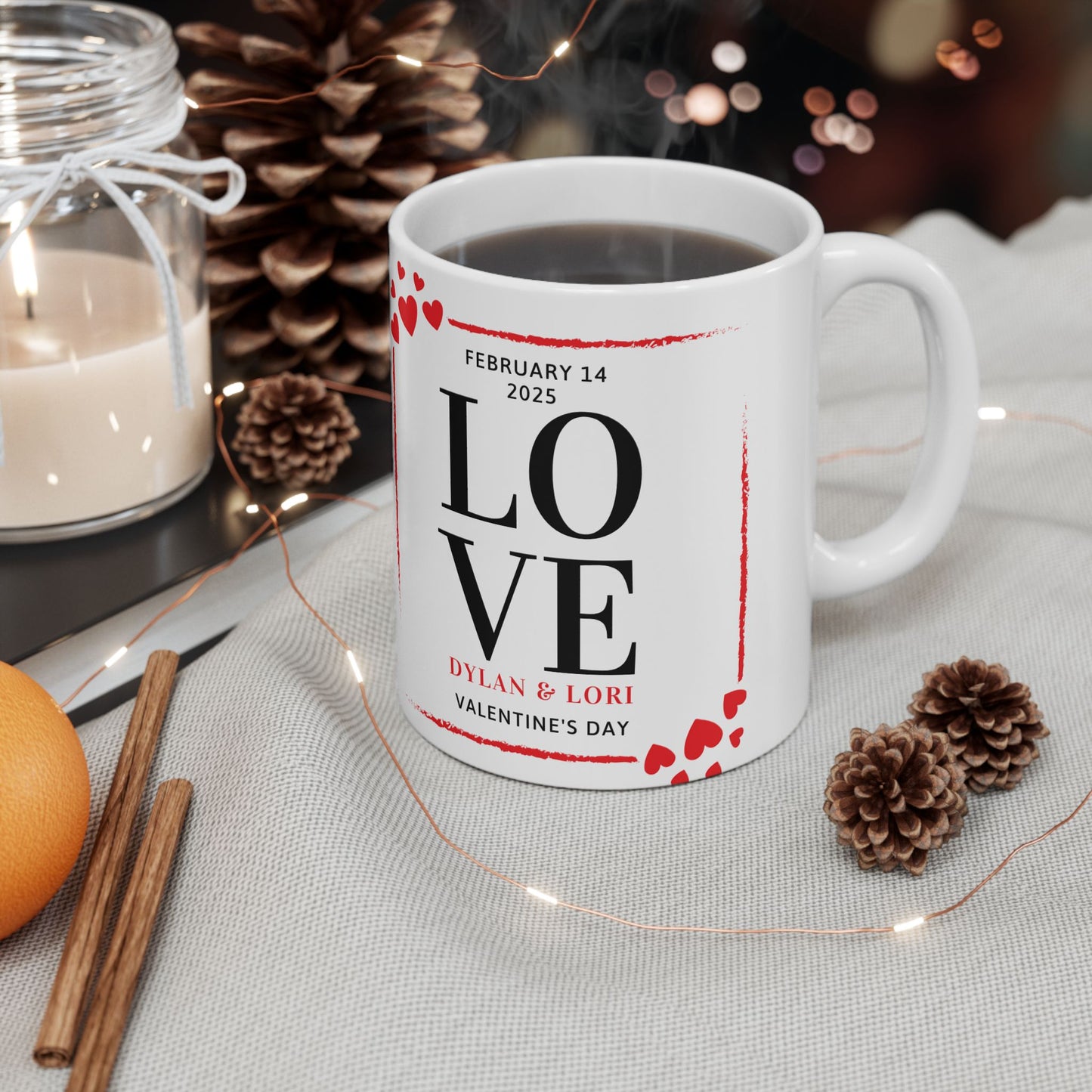 Heart Love Ceramic Mug - Valentine's Day Gift