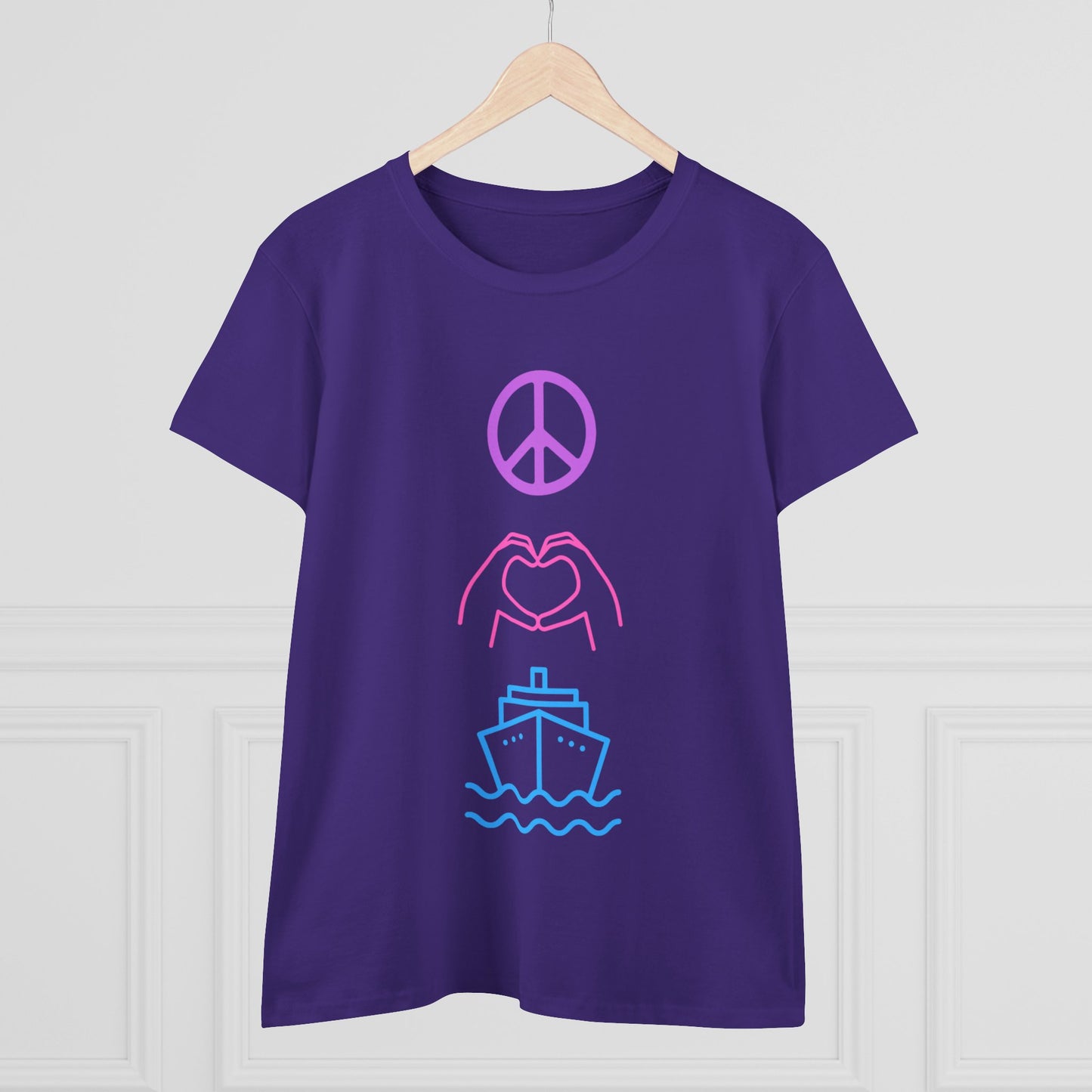 Women's Peace Love Cruise Cotton Tee - Perfect for wearing on your cruise or any day