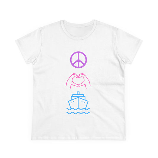 Women's Peace Love Cruise Cotton Tee - Perfect for wearing on your cruise or any day