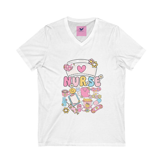 Cute Nurse V-Neck Tee - Perfect Gift for Healthcare Heroes
