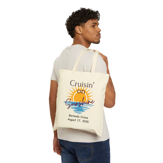 Cruisin' on Sunshine Cotton Canvas Tote Bag - Perfect for Beach Trips & Cruises
