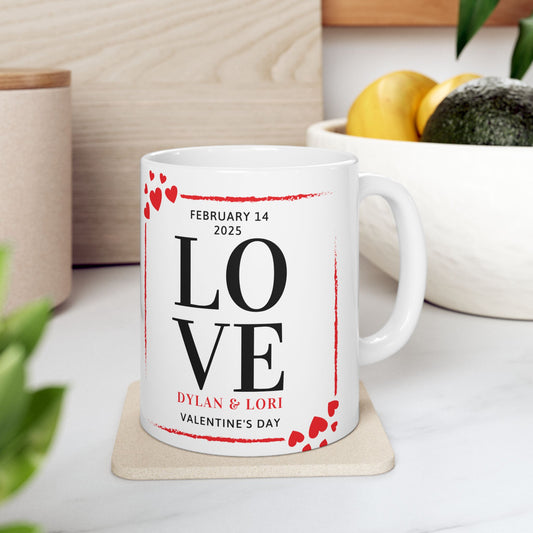Heart Love Ceramic Mug - Valentine's Day Gift