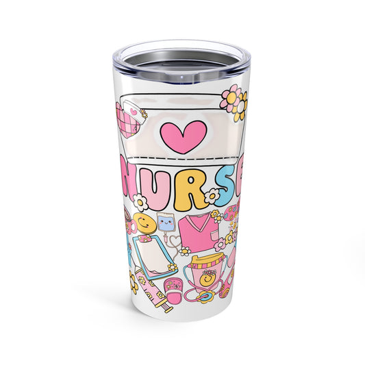 Nurse Love Tumbler 20oz - Cute Floral Design for Healthcare Heroes